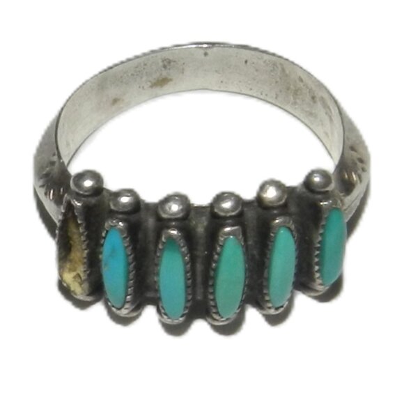 JANICE PALOMA NAVAJO ZUNI STERLING SILVER RING SIZE 7 TURQUOISE - Picture 7 of 10